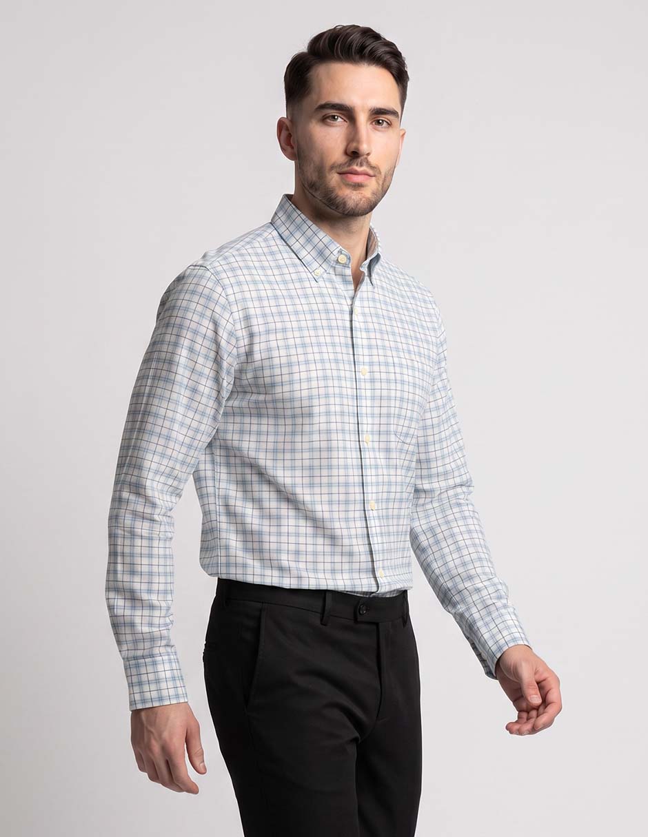 Camisa casual de algodón manga larga para hombre Camisa casual de algodón manga larga para hombre