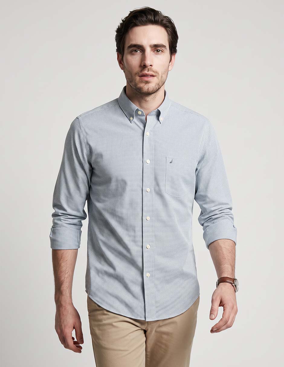 Camisa casual de algodón manga larga para hombre Camisa casual de algodón manga larga para hombre