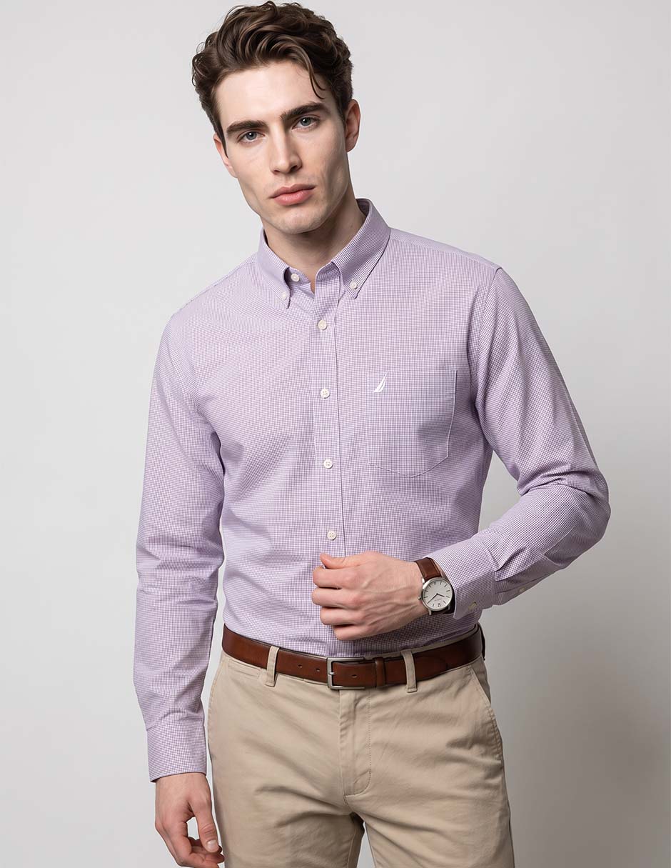 Camisa casual de algodón manga larga para hombre 1