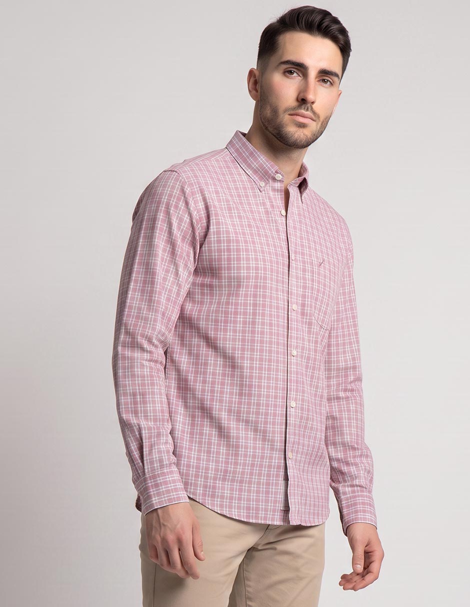 Camisa casual de algodón manga larga para hombre