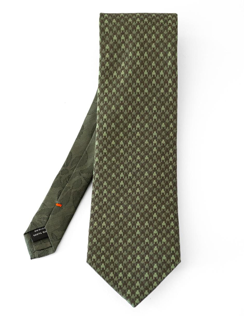 Corbata regular de seda estampado pata de gallo para hombre