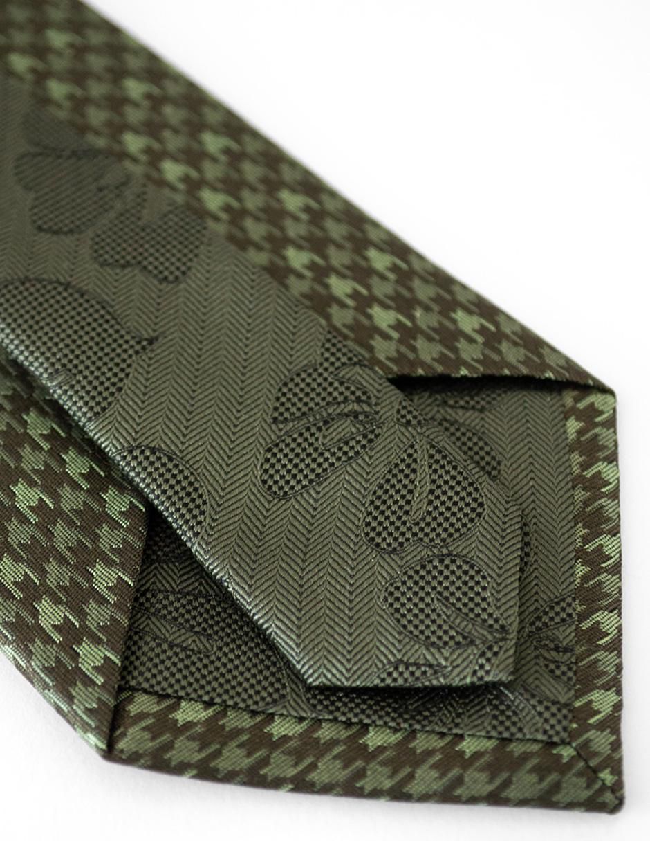 Corbata regular de seda estampado pata de gallo para hombre