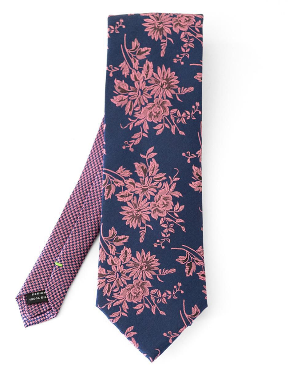 Corbata regular de seda estampado floral para hombre