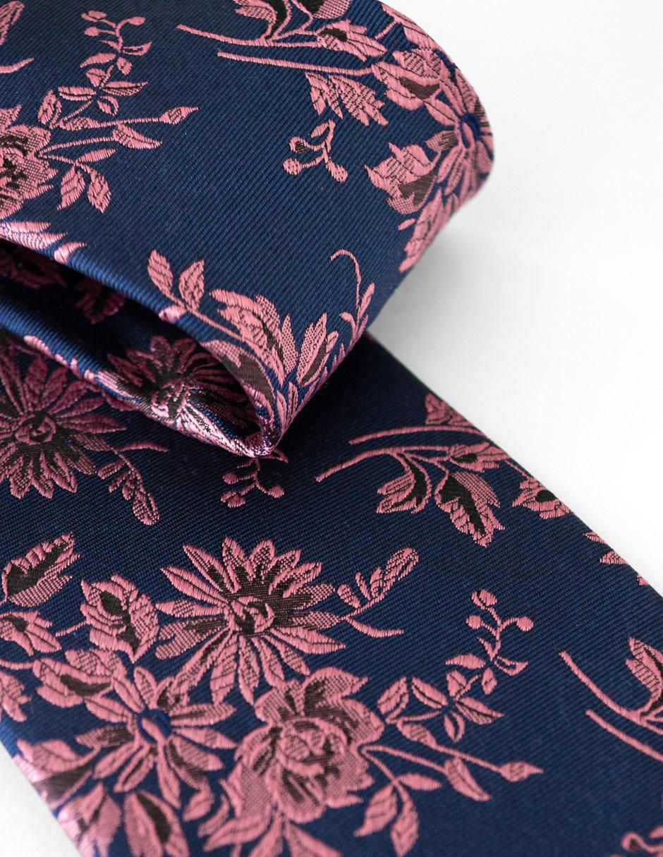 Corbata regular de seda estampado floral para hombre