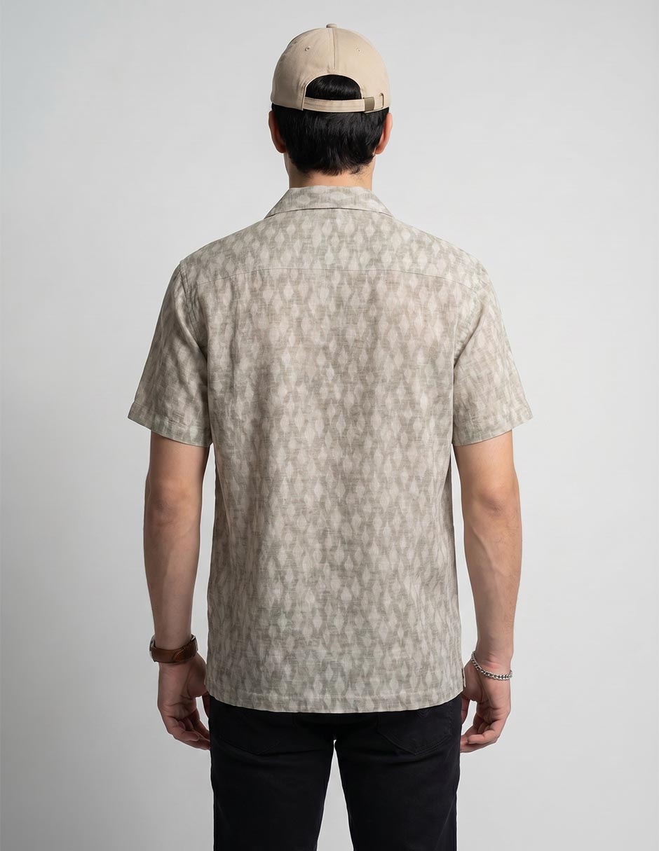 Camisa casual scappide lino manga corta para hombre