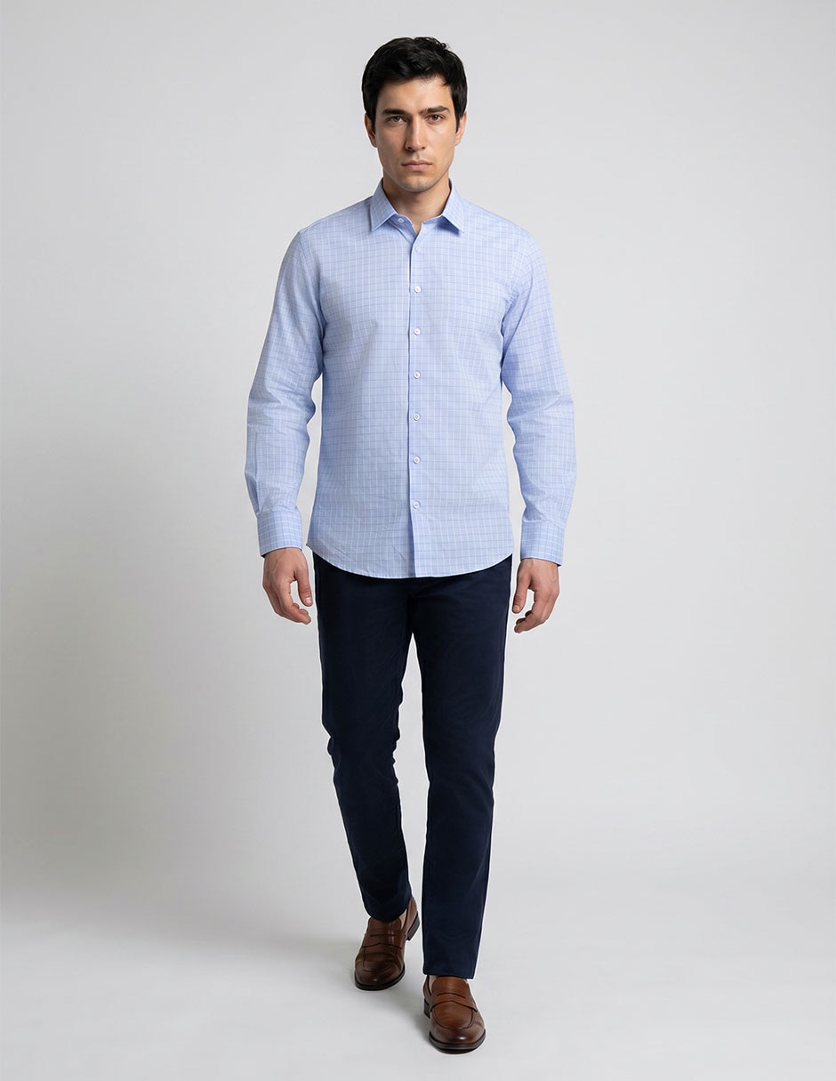 Camisa casual de algodón manga larga para hombre