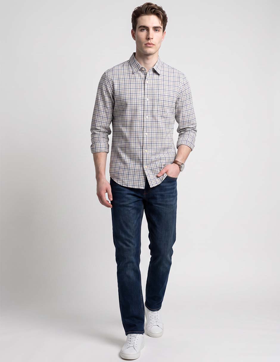 Camisa casual de algodón manga larga para hombre 5