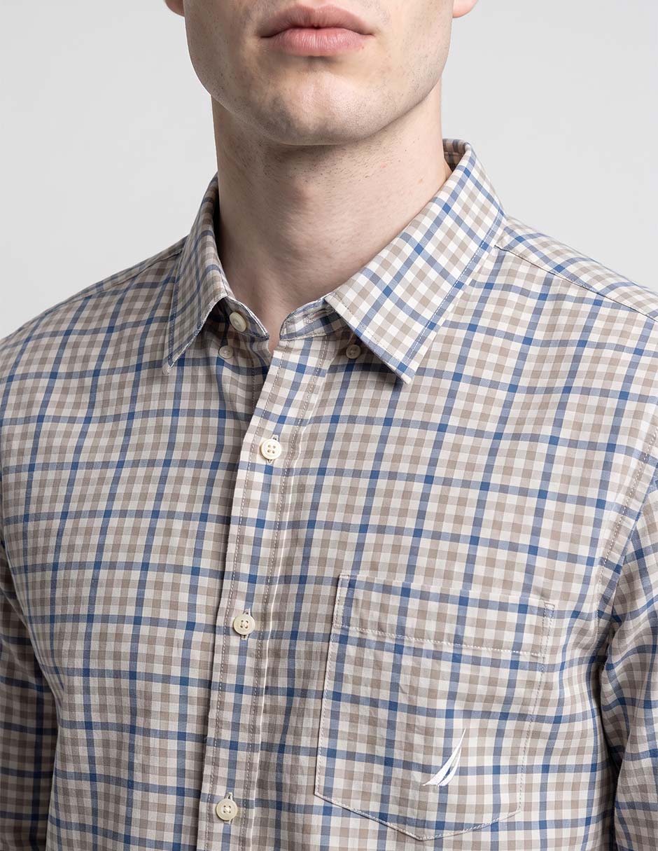 Camisa casual de algodón manga larga para hombre 7