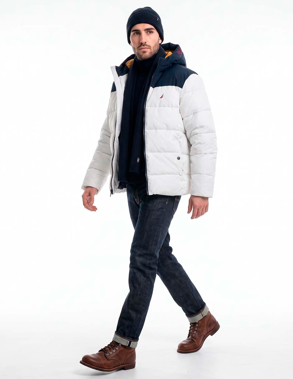Chamarra acolchada con capucha para hombre