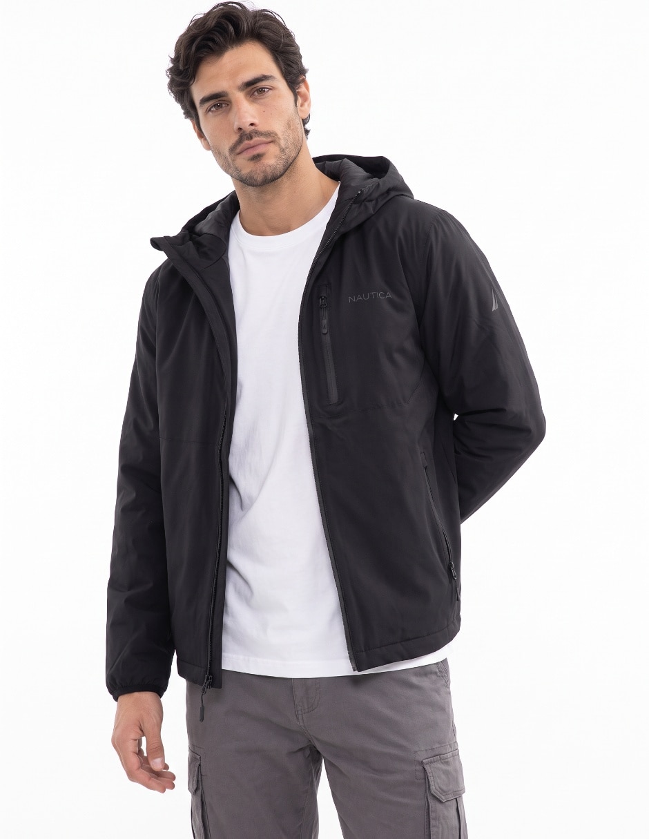 Chamarra acolchada con capucha para hombre