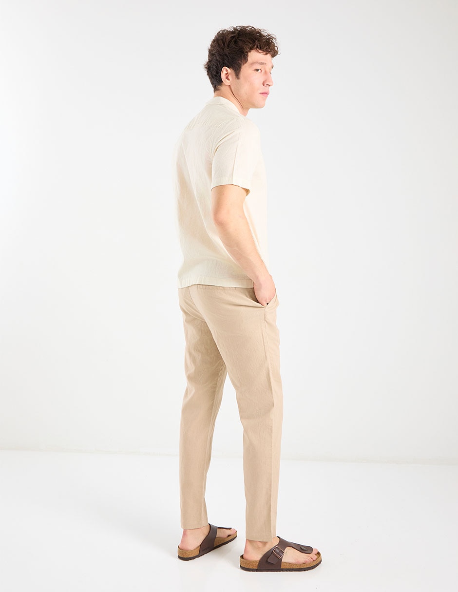 Pantalón chino regular de lino para hombre 2