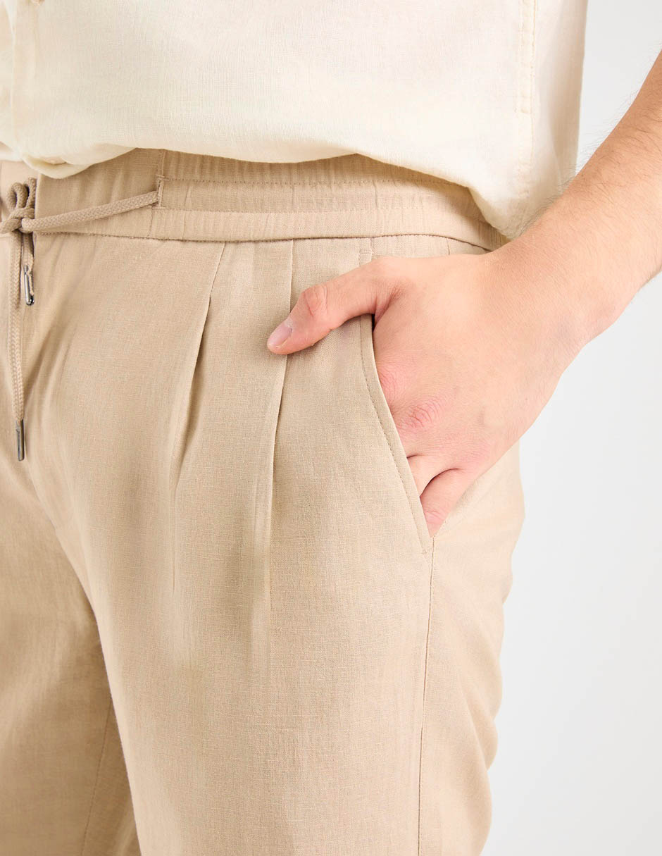 Pantalón chino regular de lino para hombre 3