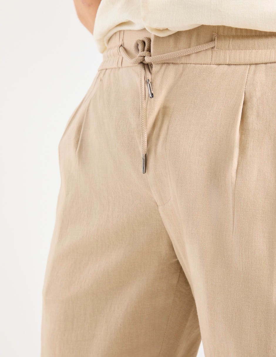 Pantalón chino regular de lino para hombre 5