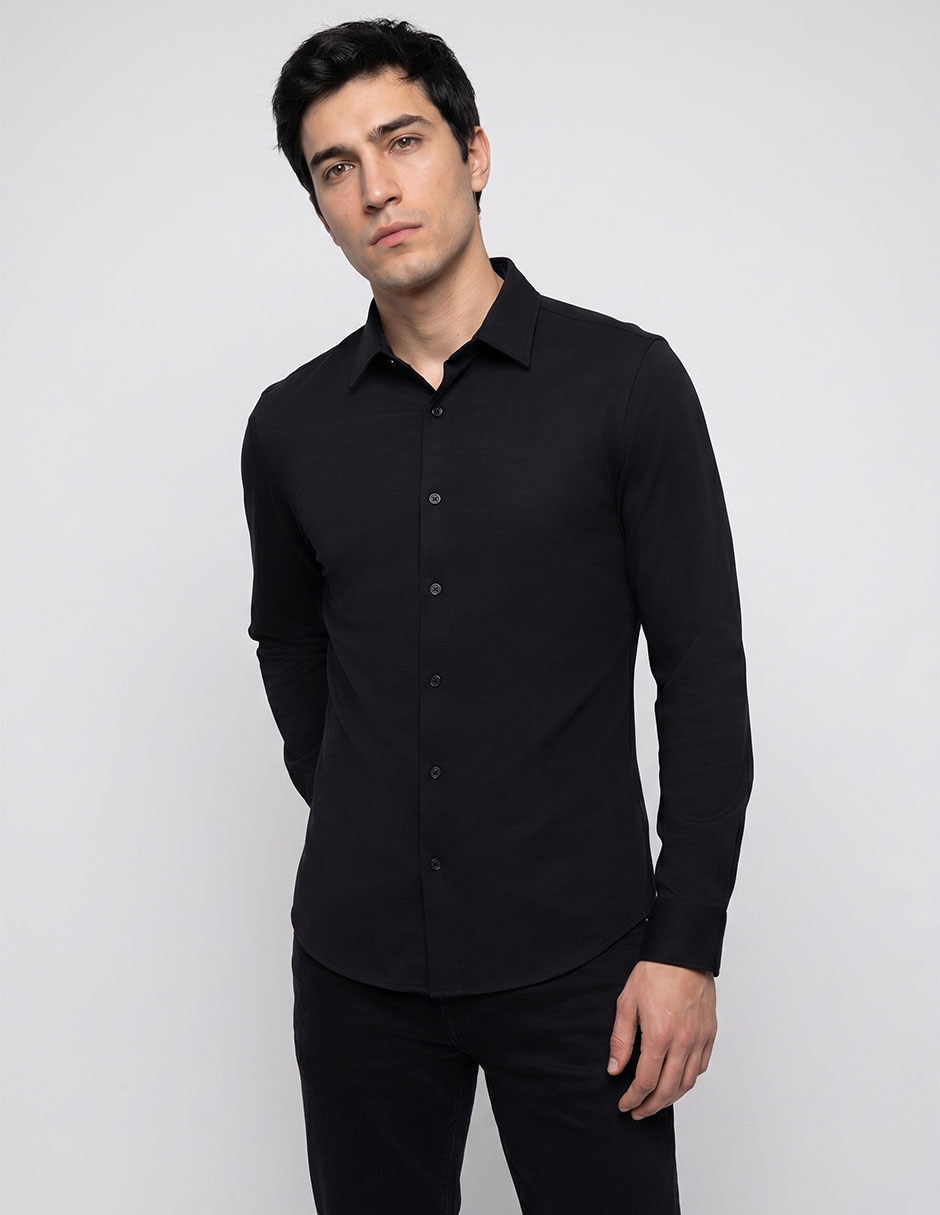 Camisa casual perry ellis de algodón manga larga para hombre