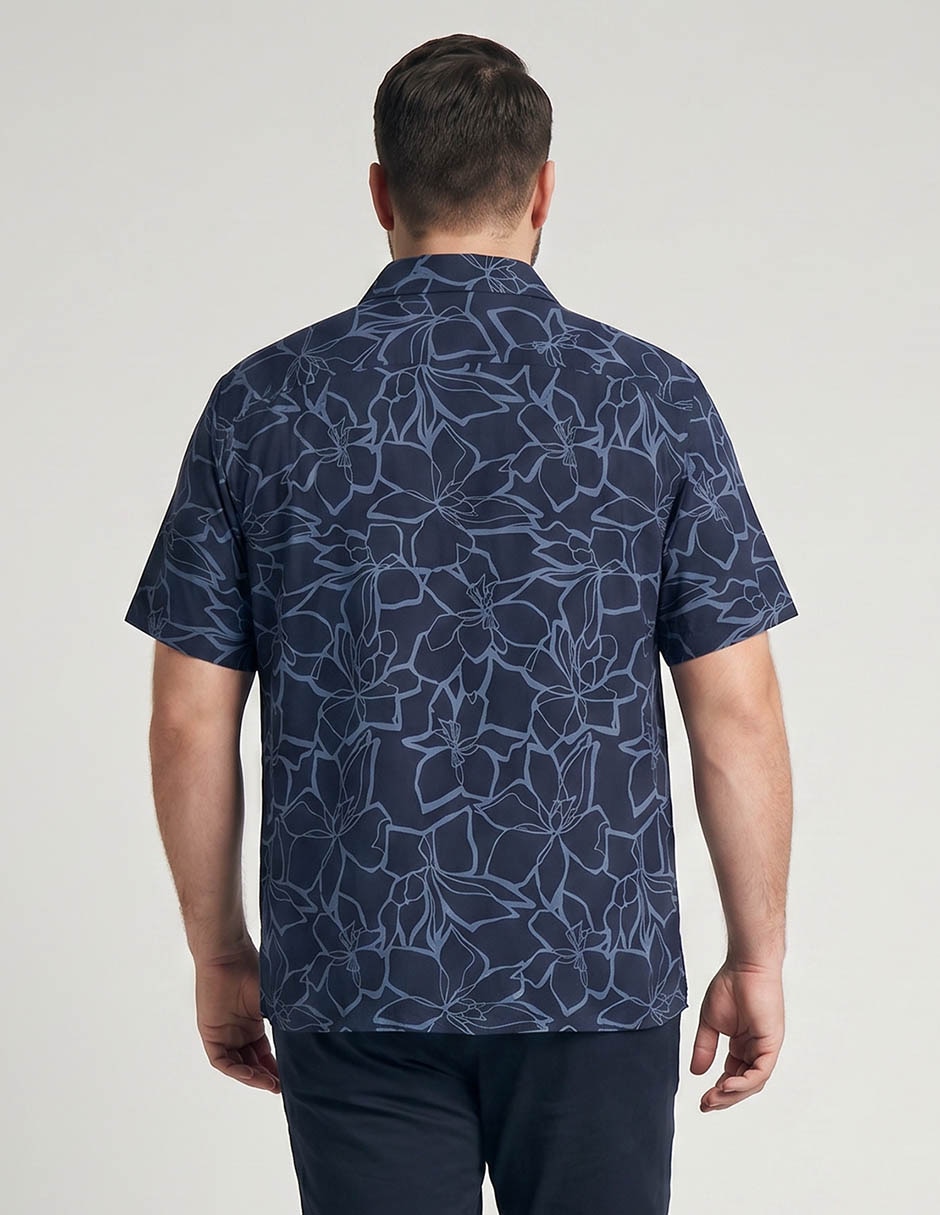 Camisa casual perry ellis de lino manga corta para hombre