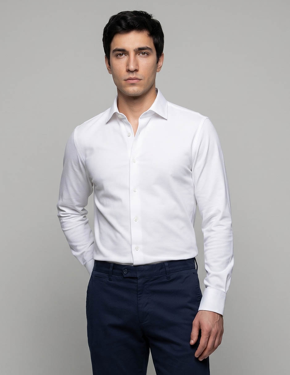 Camisa business casual manga larga para hombre