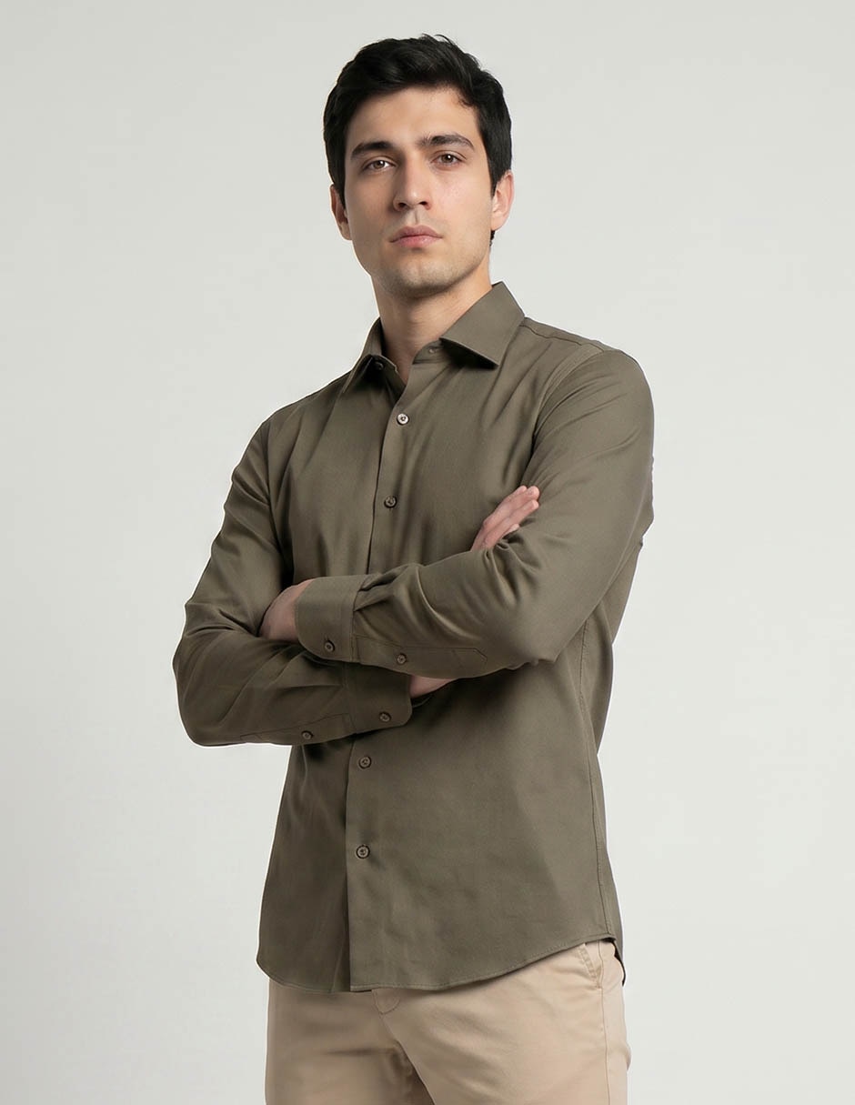Camisa business casual Scappino manga larga para hombre
