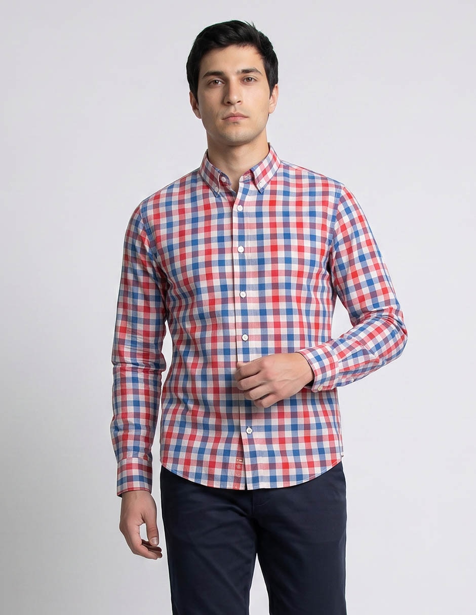 Camisa casual de algodón manga larga para hombre