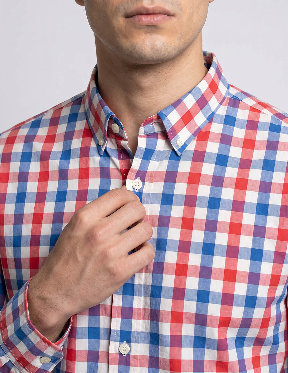 Camisa casual de algodón manga larga para hombre
