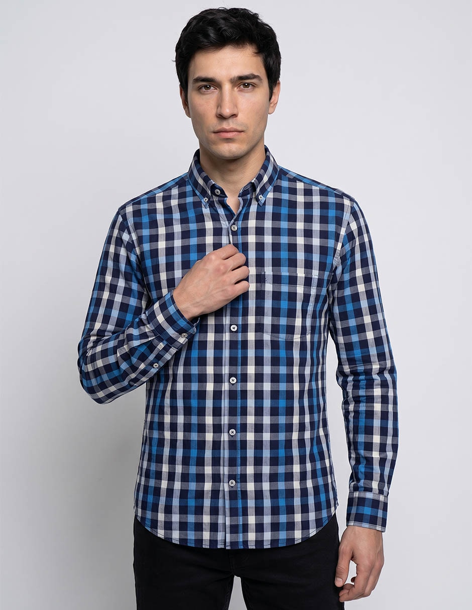 Camisa de algodón manga larga para hombre