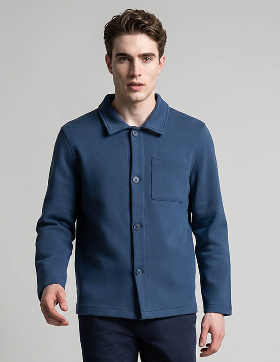 Sobrecamisa casual de algodón manga larga para hombre 1
