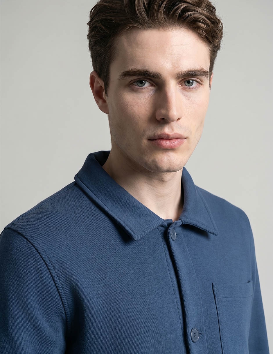 Sobrecamisa casual de algodón manga larga para hombre 3