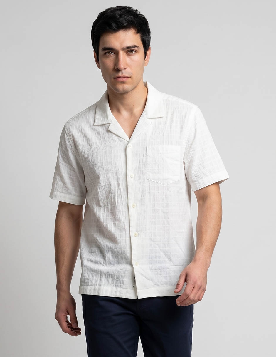 Sobrecamisa Casual De Algod—n Y Elastano Manga Corta Para Hombre Sobrecamisa Casual De Algod—n Y Elastano Manga Corta Para Hombre