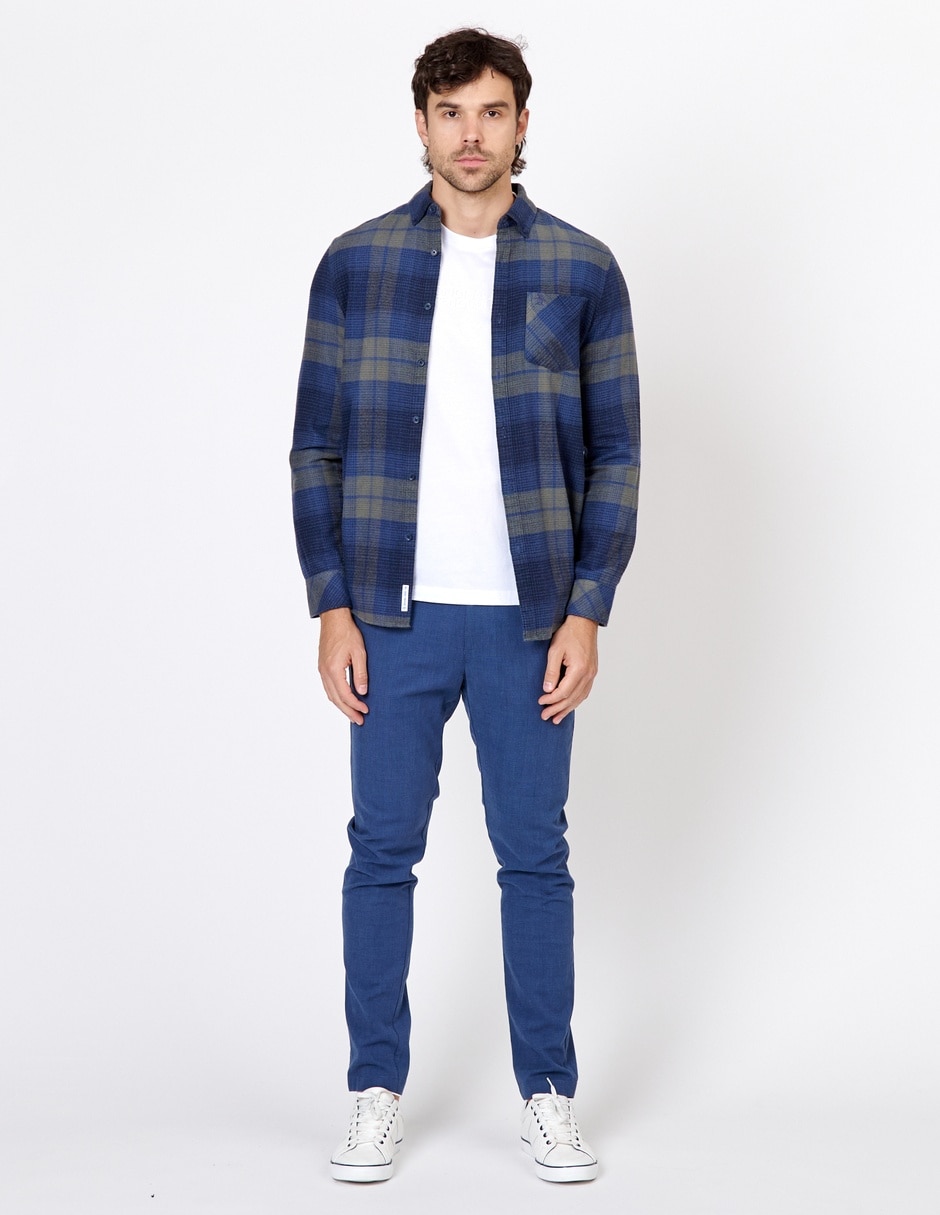 Camisa casual de algodón manga larga para hombre Camisa casual de algodón manga larga para hombre