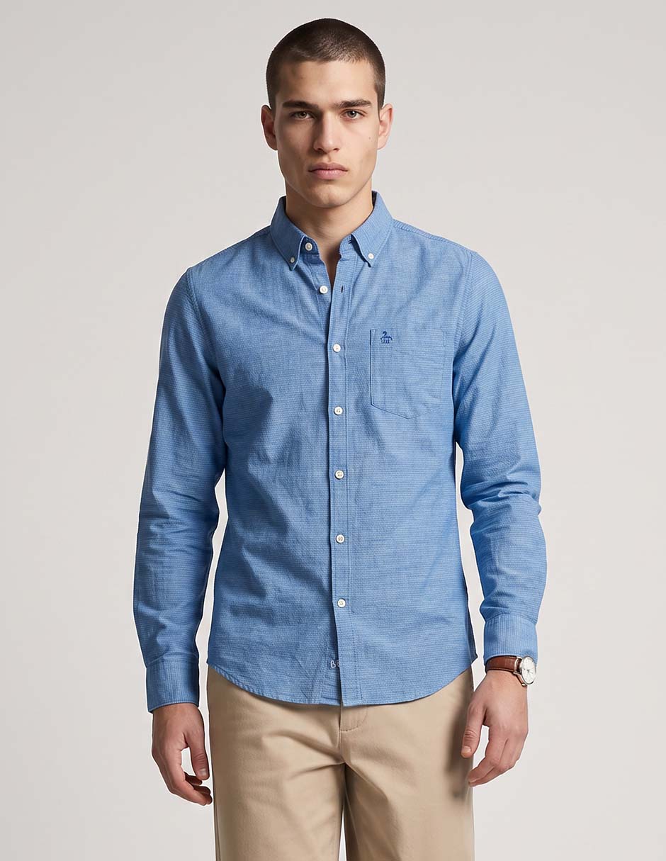 Camisa casual de algodón manga larga para hombre Camisa casual de algodón manga larga para hombre