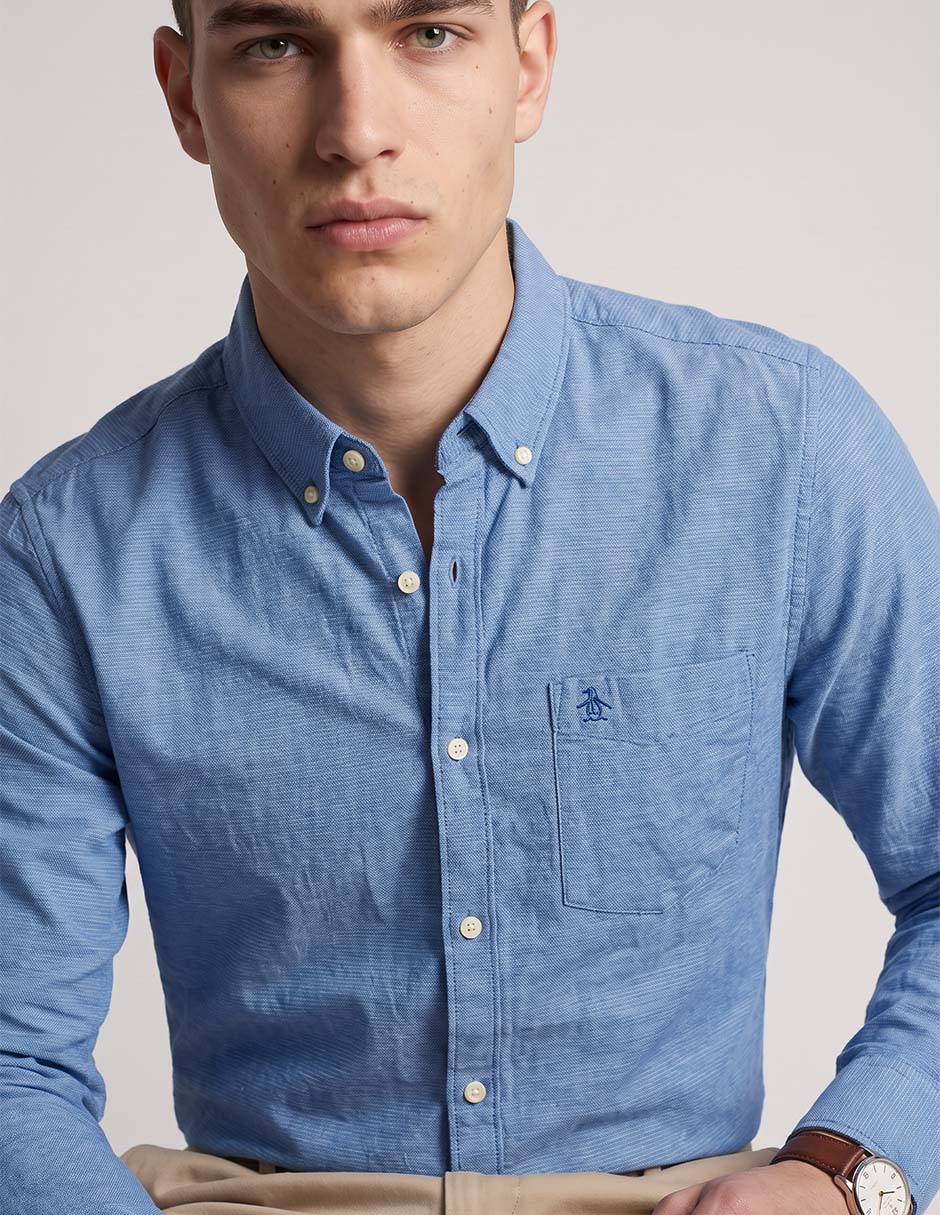 Camisa casual de algodón manga larga para hombre 3
