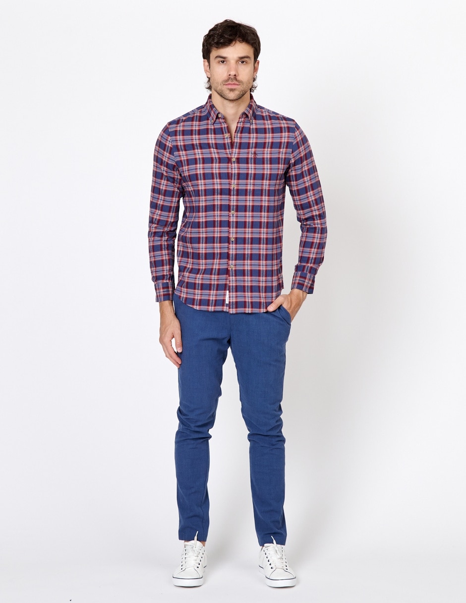 Camisa casual de algodón manga larga para hombre