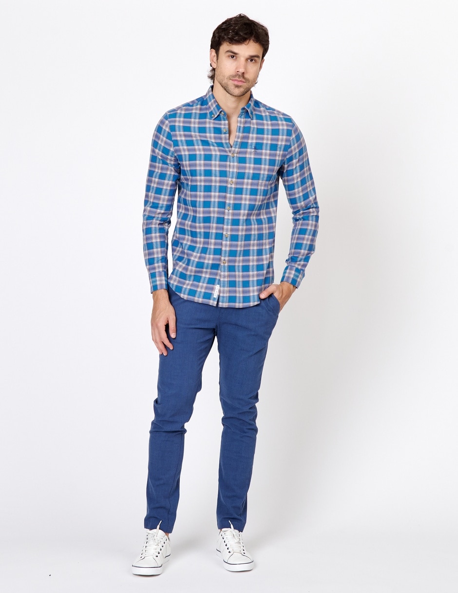 Camisa casual de algodón manga larga para hombre Camisa casual de algodón manga larga para hombre