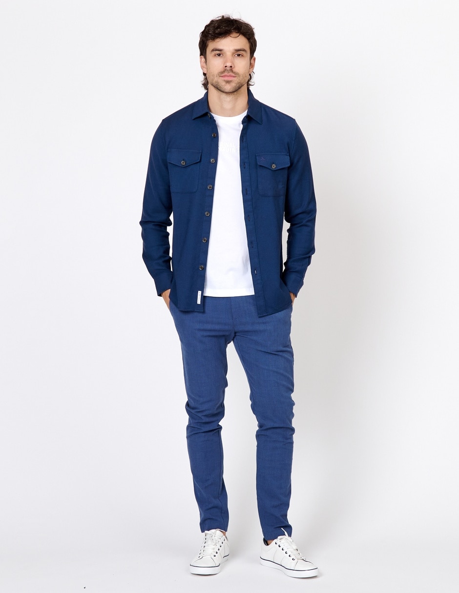 Camisa casual de algodón manga larga para hombre Camisa casual de algodón manga larga para hombre