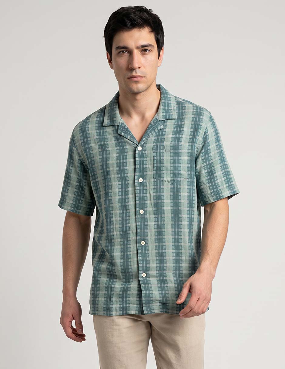 Sobrecamisa Casual Original Penguin De Lino Manga Corta Para Hombre