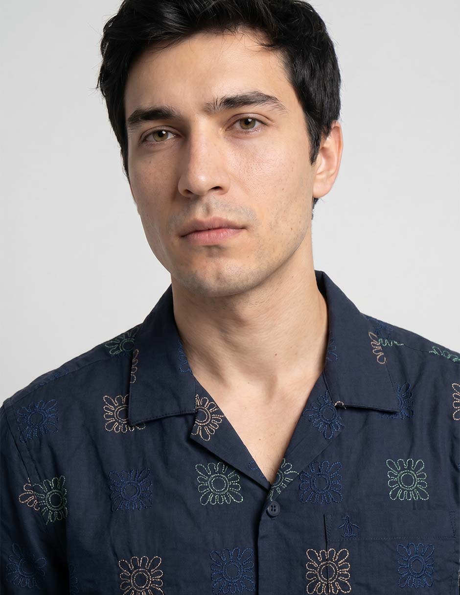 Sobrecamisa Casual Original Penguin De Algod—n Y PoliŽster Manga Corta Para Hombre
