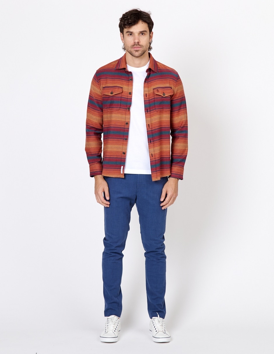 Camisa casual de algodón manga larga para hombre