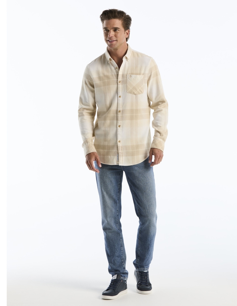 "camisa/sobrecamisa" casual "de" (si aplica) algodón "manga" larga "para hombre" 4