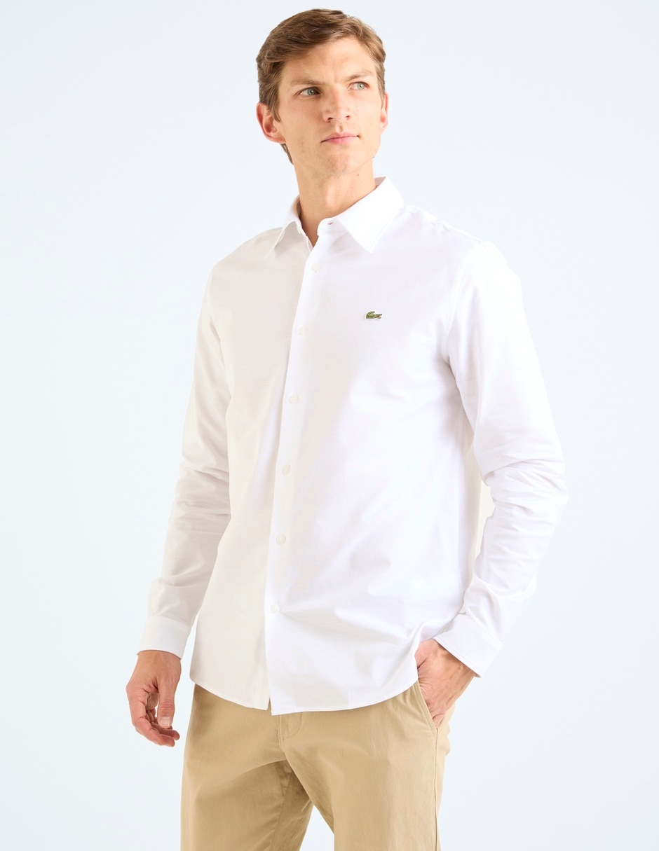 Camisa casual Lacoste de algodón manga larga para hombre