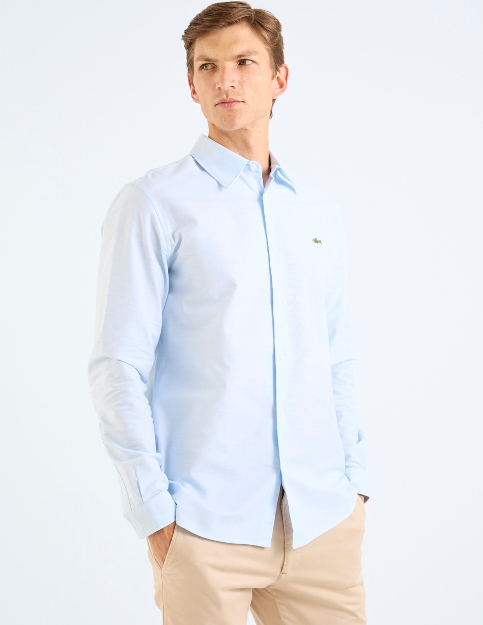 Camisa casual Lacoste de algodón manga larga para hombre