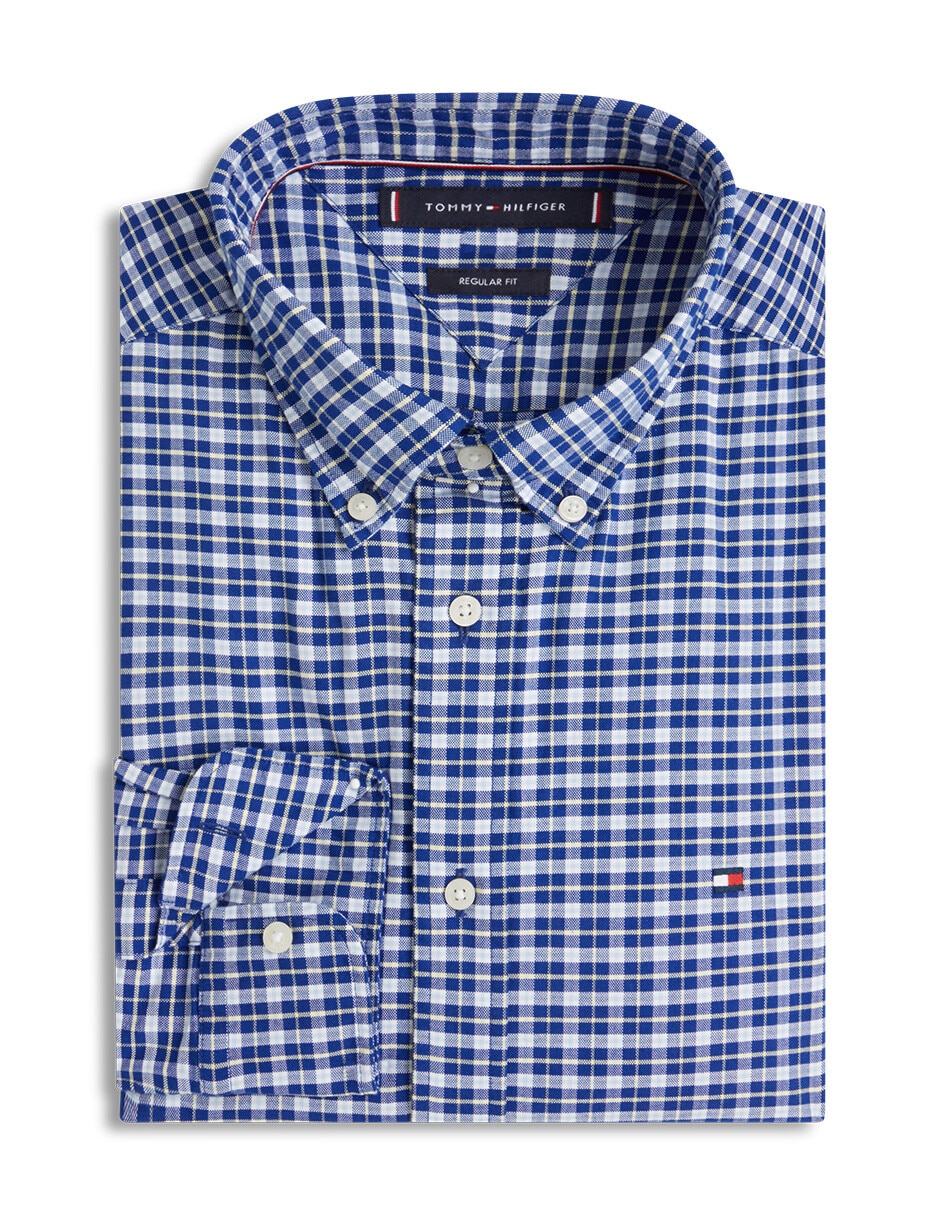 Camisa casual hilfiger de algodón manga larga para hombre 5