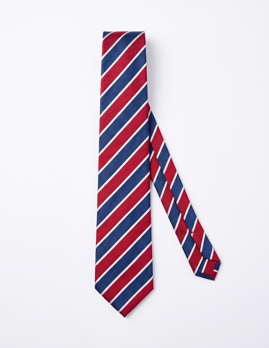 Corbata (6-8.5 cm) de algodón y seda estampado a rayas para hombre 1