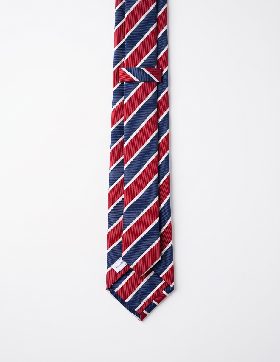 Corbata (6-8.5 cm) de algodón y seda estampado a rayas para hombre 2
