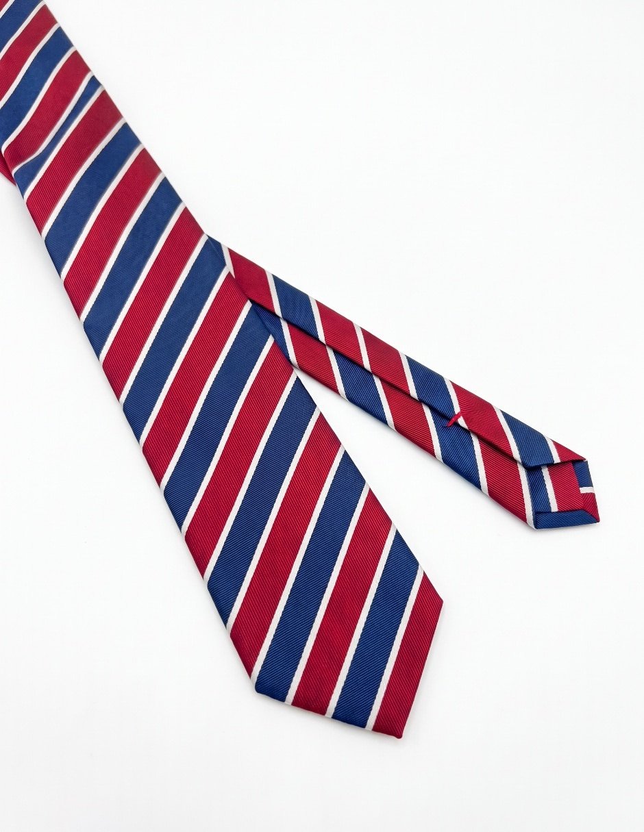 Corbata (6-8.5 cm) de algodón y seda estampado a rayas para hombre 3