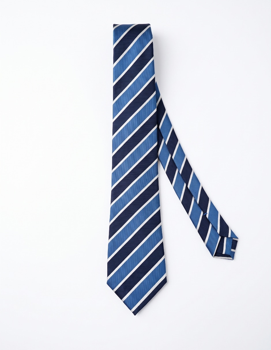 Corbata (6-8.5 cm) de algodón y seda estampado a rayas para hombre