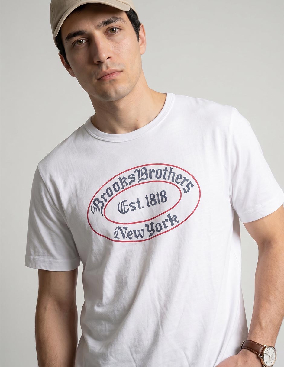 Camisa casual brooks brothers de algodón manga corta para hombre