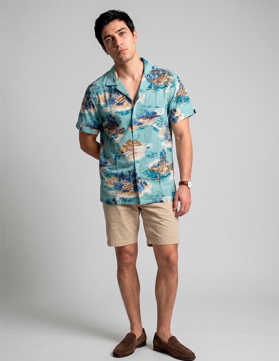 Camisa casual brooks brothers de algodón manga corta para hombre