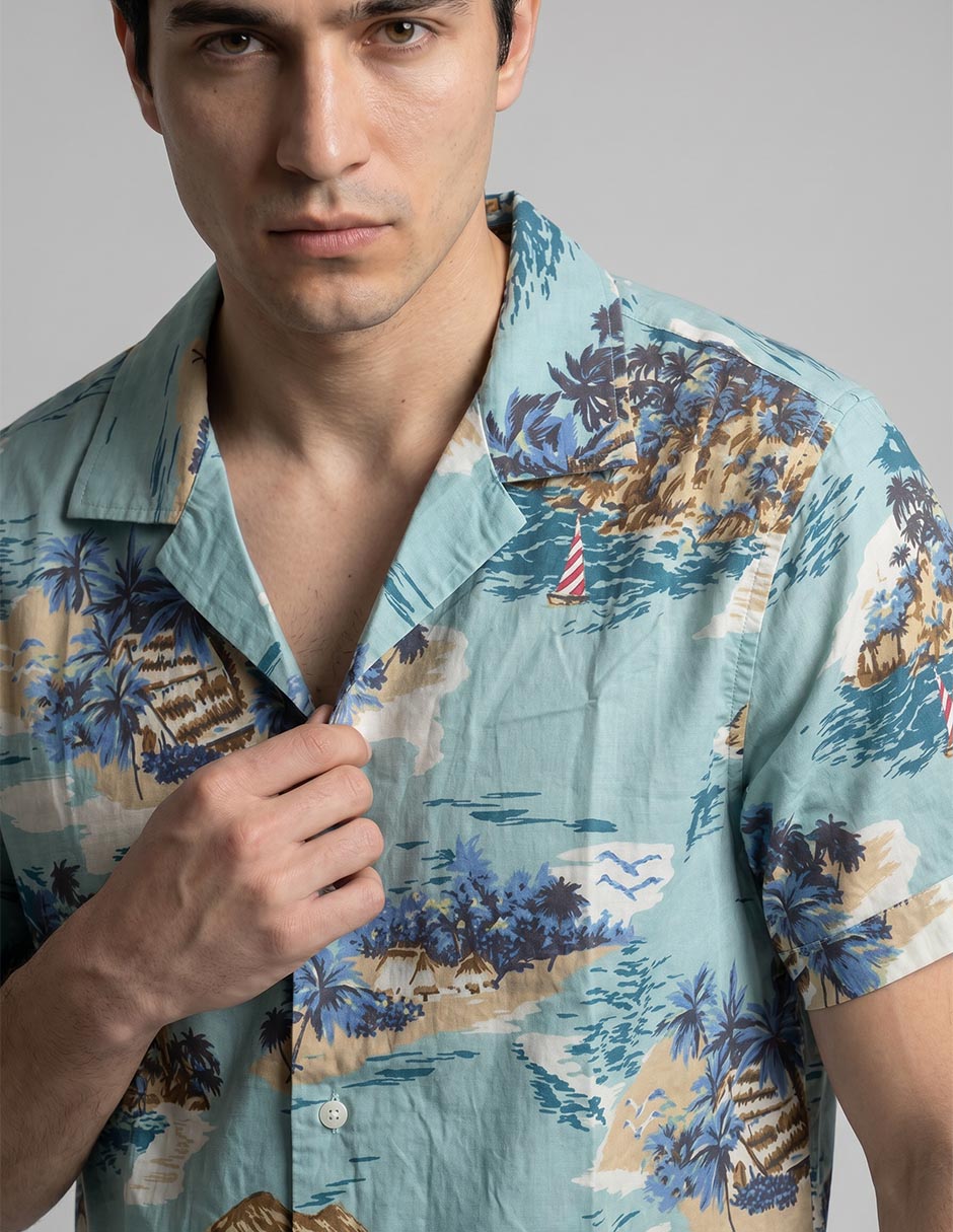 Camisa casual brooks brothers de algodón manga corta para hombre