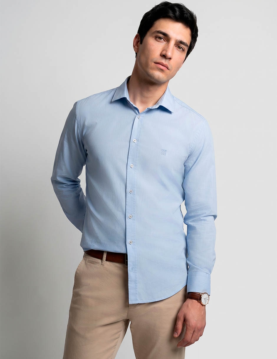 Camisa casual de algodón manga larga para hombre Camisa casual de algodón manga larga para hombre