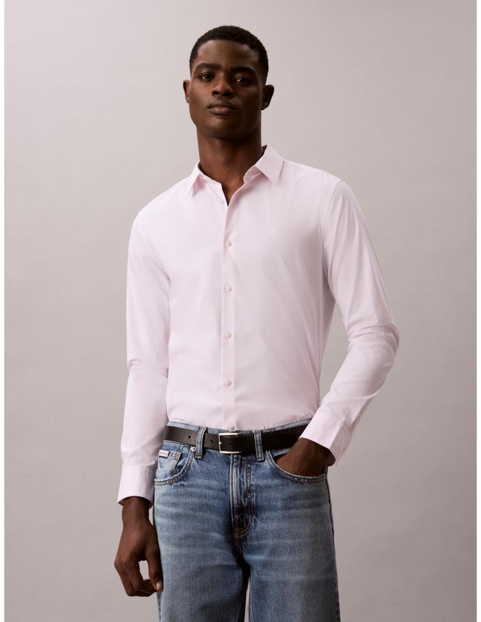 Camisa casual de algodón manga larga para hombre