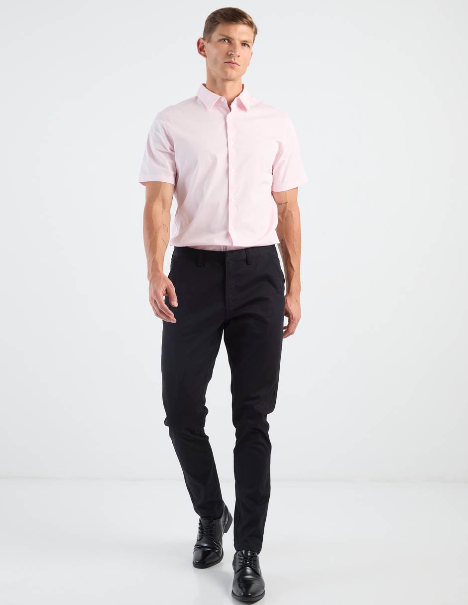 Camisa business casual Calvin Klein de algodón manga corta para hombre